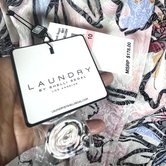 NWT Laundry by Shelli Segal Off Shoulder Blush Floral Print Jacquard Dress Sz 10 - Picture 10 of 13